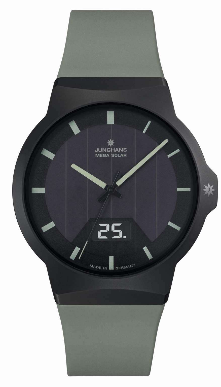 Junghans Force Mega Solar 18100200 Schwarz Grün Herren Armbanduhr